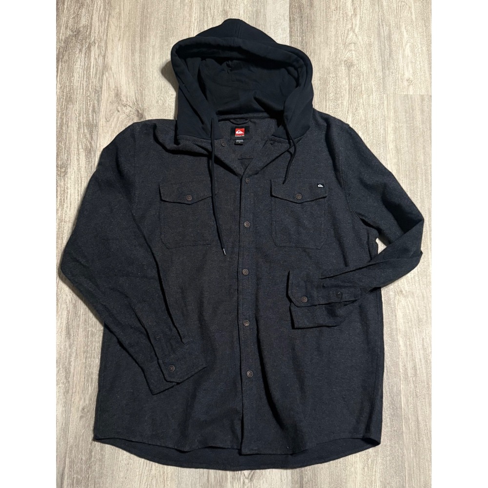 Quicksilver Dark Gray Textured Button‎ Up Shirt Long Sleeve Casual Business